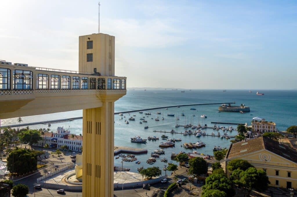 Elevador Lacerda (Lacerda Elevator) at sunset - Salvador, Bahia, Brazil